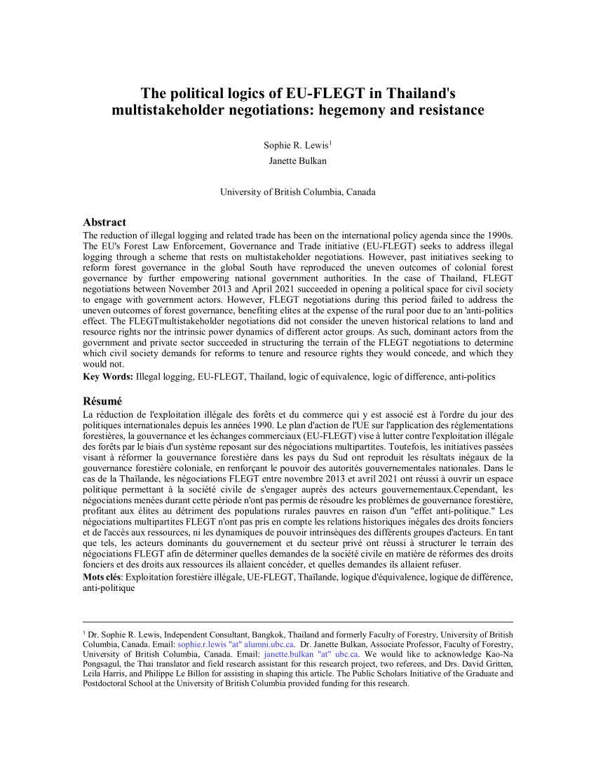 Cover page of The political logics of EU-FLEGT publication